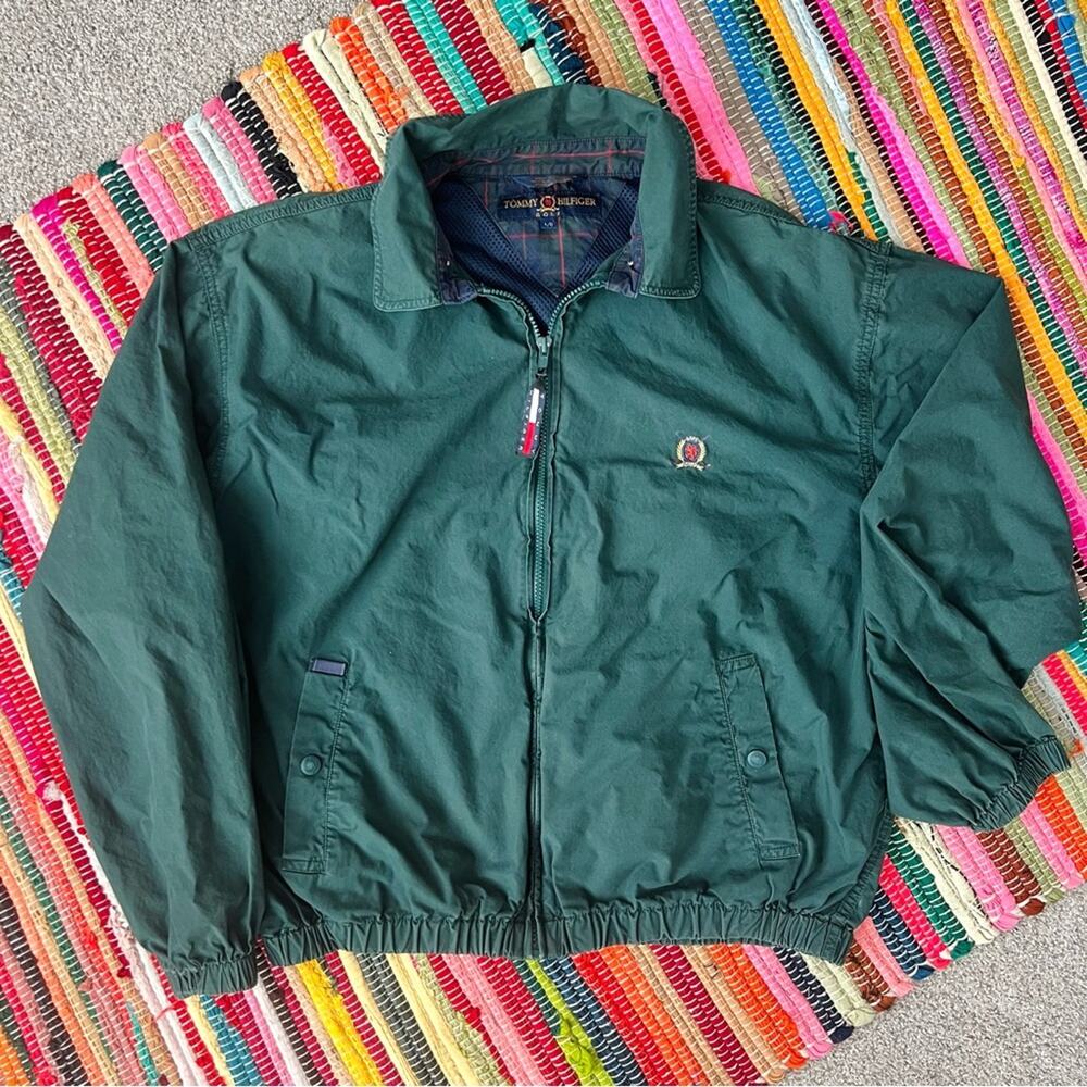 Vintage 1990s Tommy Hilfiger Golf Bomber Lightweight Preppy Dad Jacket